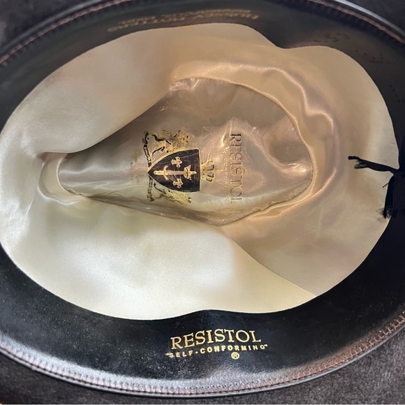 RESISTOL SELF CONFORMING 7 1/8 Brown felt Feather and Corded Brim Vintage Hunter - Picture 10 of 11